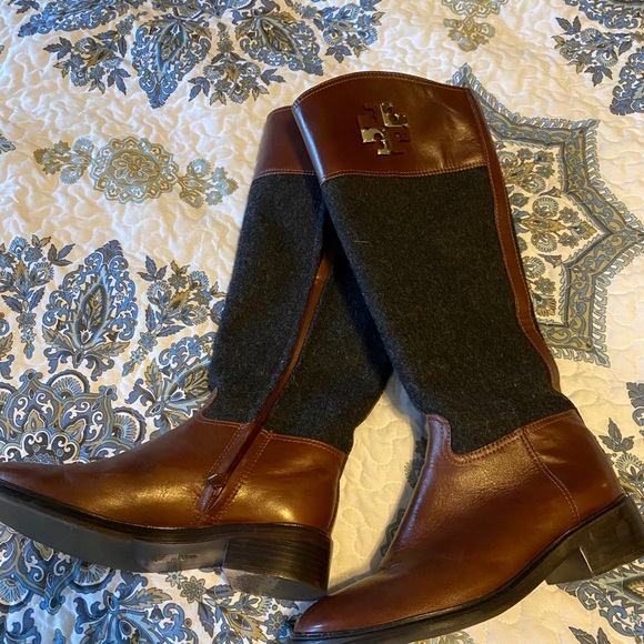 Tory Burch Riding Boots Brown leather/Grey wool - Picture 3 of 4